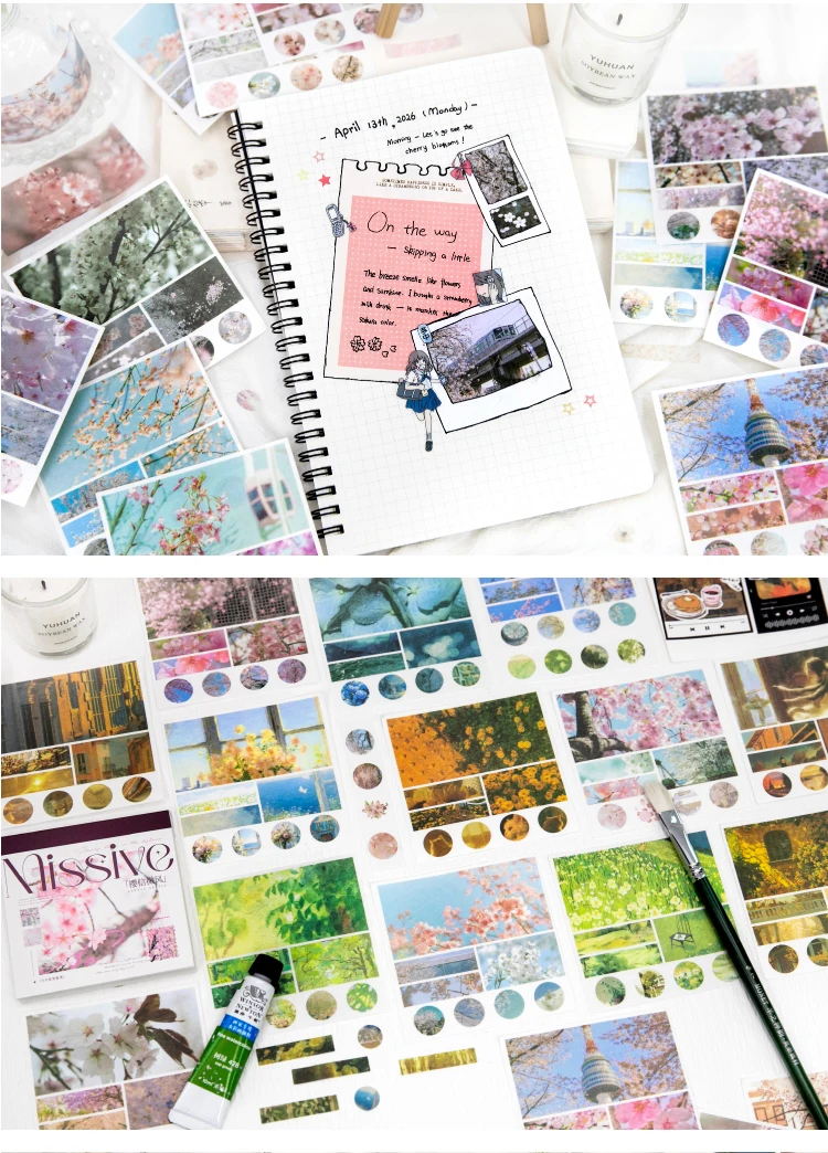 Journal GO 40 Stück Landschafts-Sticker für Scrapbooking, Dekoration, Handgemachte Collage, Junk Journal, Tagebuch, Hintergrundpapier – Detail 12