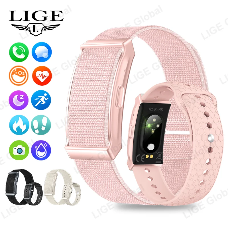 

LIGE New Sport Smart Bracelet Women Heart Rate Blood Oxygen Monitor Fitness Tracker Pedometer Call Reminder Lady Smartwatch Band