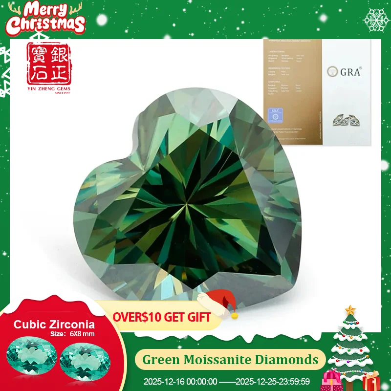 

YinZheng Heart Shape 6A Grade Green Moissanite Diamonds Provide GRA CertifIcate Loose Moissanite Stone For Making Jewelry