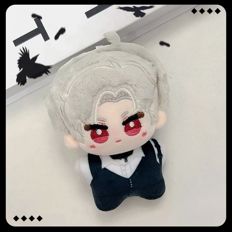 10cm Mini Plush Doll Keychain Silver‑Grey Hair Devil Stuffed Pendant Bag Charm Cute Fan Collection Toy Birthday Gift For Girls