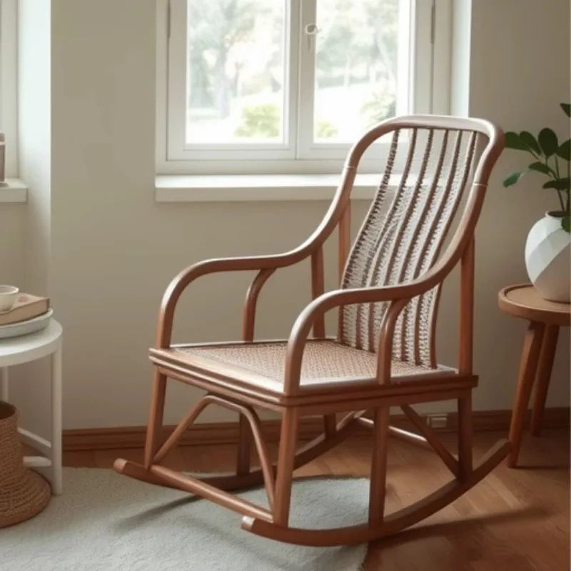 

New Chinese recliner Solid wood chair Simple and durable balcony Siesta Living room Home family