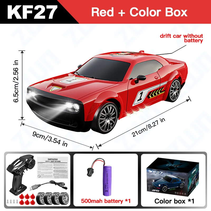 1:20 RC Drift Car With LED Light 4WD Radio Remote Control Vehical Professional 4x4 Racing High Speed Toy for Kids Best Gift