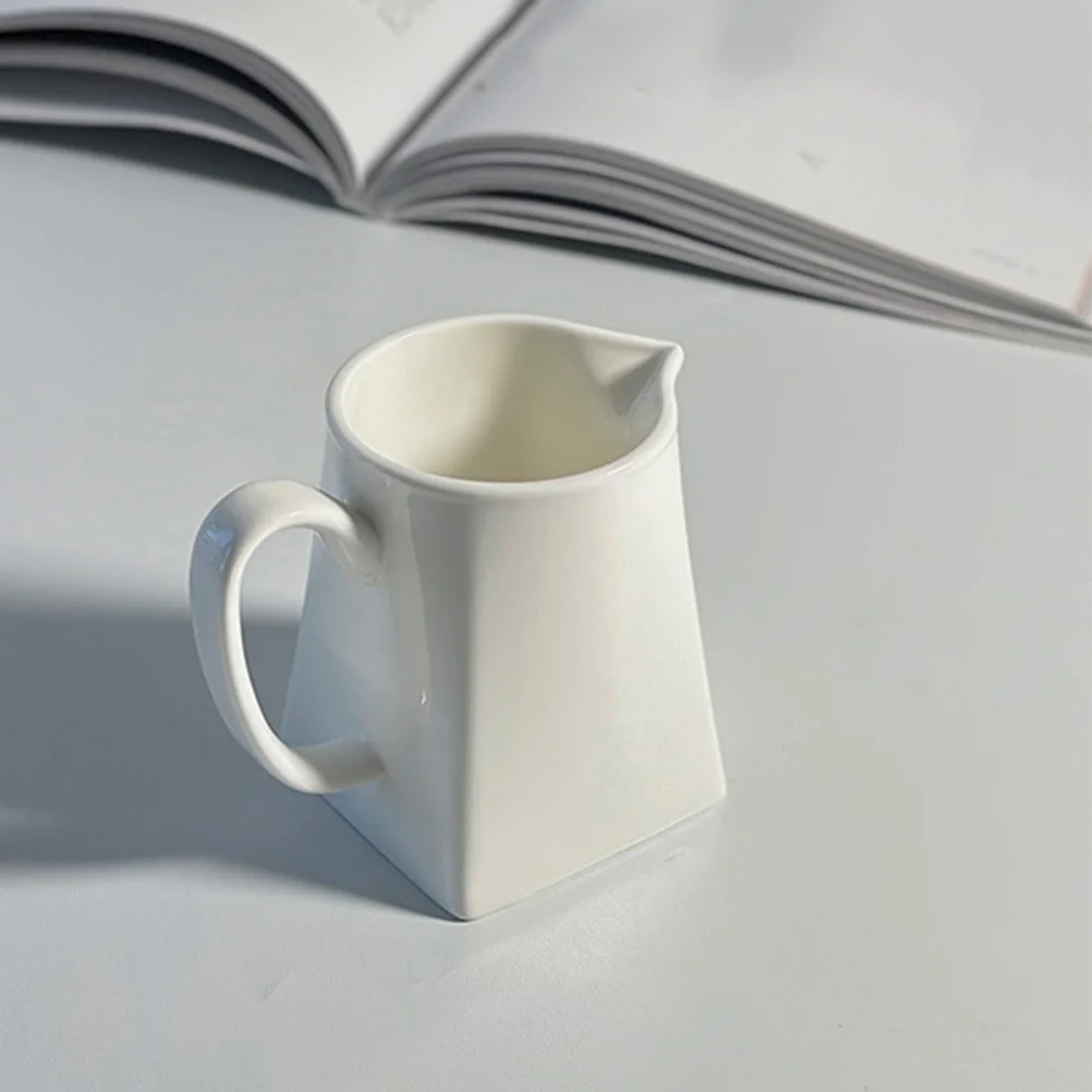 

Mini Ceramic Creamer 230ml Pure White Style Precise Pouring Spout Material for Hot Beverages Tea Coffee Serving Jug