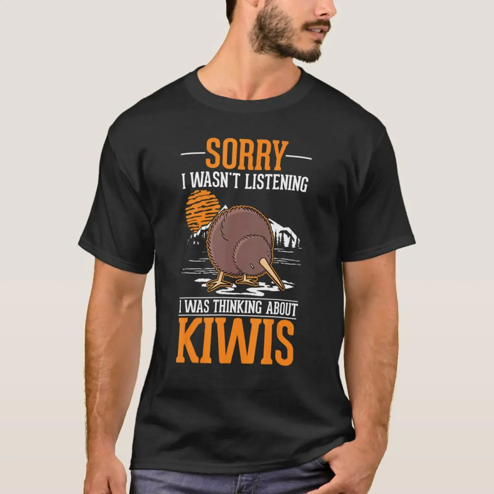 I wasn't listening was thinking about Kiwis Bird T Shirt vintage Washed Slightly Stretched Stylish homme streetwear Unisex