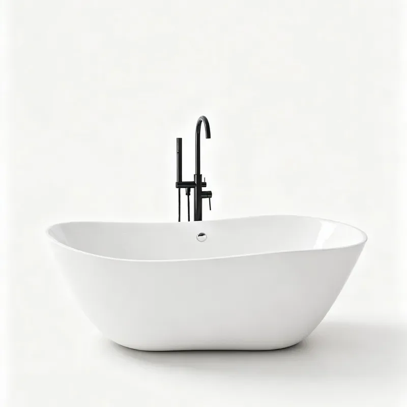 Modern Wave Acrylic Freestanding Soaking Tub Compact Design for Small Bathroom Hotel Home Use