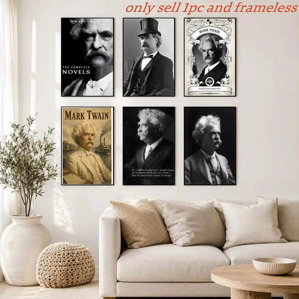 Renowned writer M-Mark Twain Poster Aesthetic Painting Wall Art Poster Home Bedroom Living Room Decor