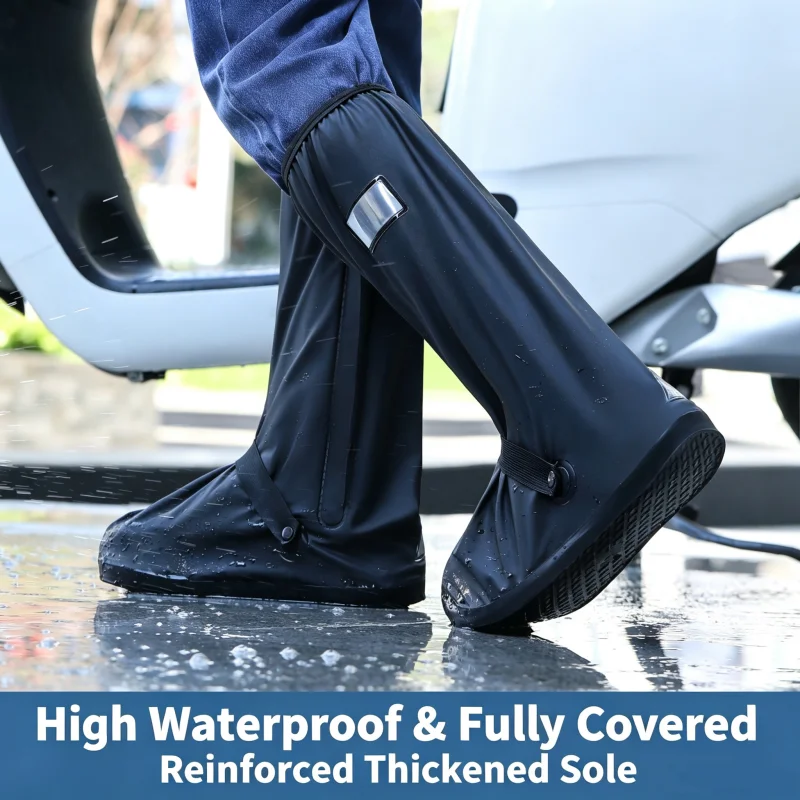 Reusable High Tube Waterproof Overshoes Anti Slip Boot Pant Protector Rain Snow Dust Cover for Cycling Hiking Outdoor