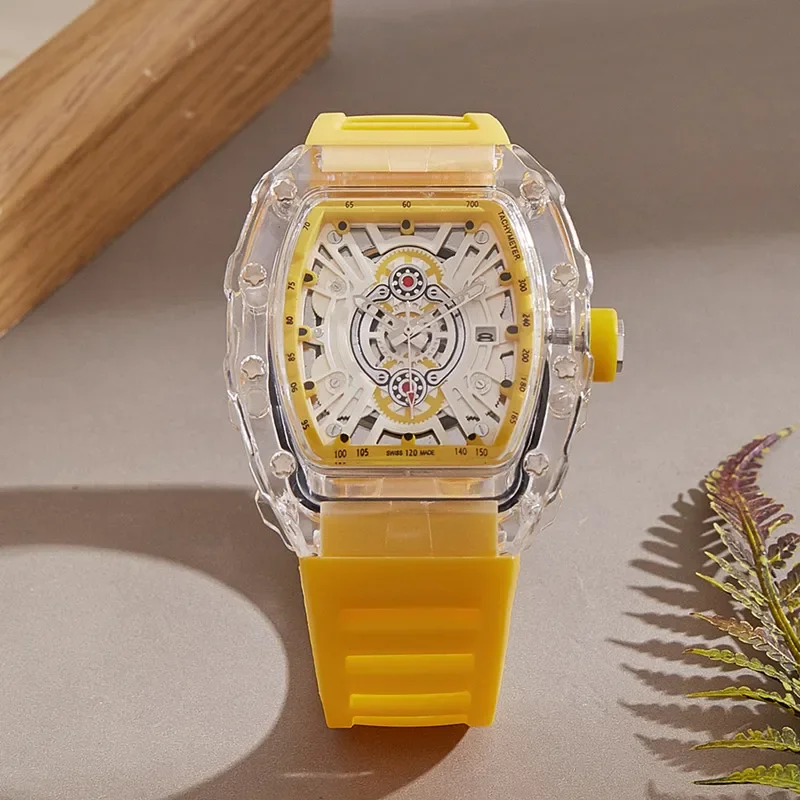 Fashion Men’s Quartz Wristwatch Mechanical Waterproof Automatic Luxury Male Watches Business Transparent Watch for Man