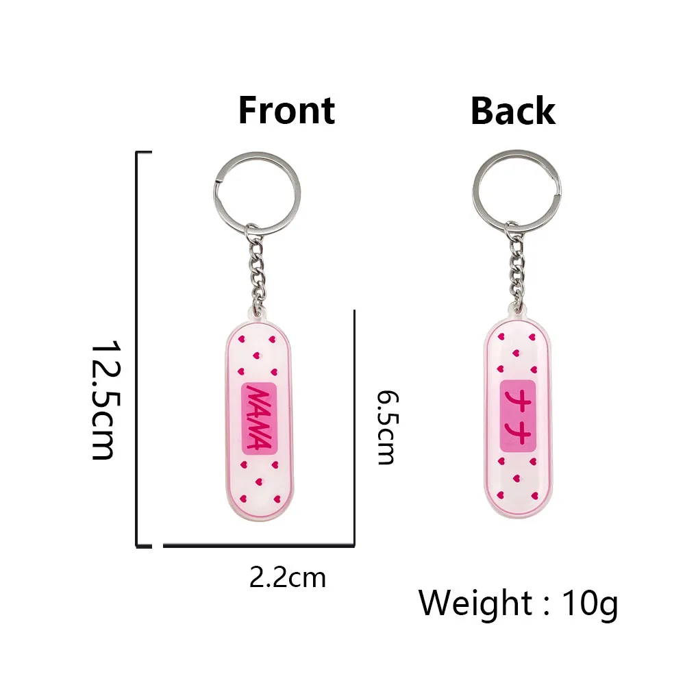Anime NANA Yazawa Ai Pink Band-Aid Acrylic Keychain Double-Sided Cute Heart Pendant Keyring Y2K Girl Bag Charm Cosplay Gift