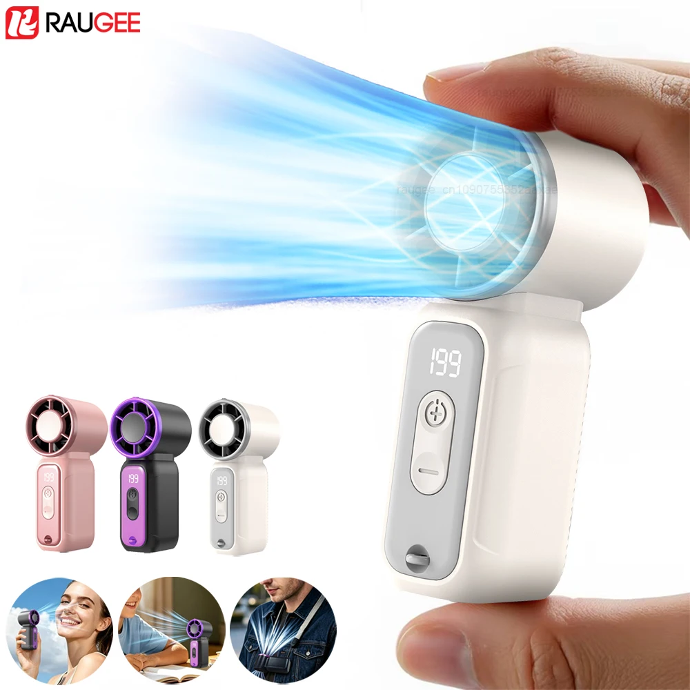 Tragbarer Mini-Handventilator, 11500 U/min, persönlicher kleiner Ventilator, wiederaufladbarer Taschenventilator mit LED-Anzeige, 199 Geschwindigkeitsstufen, Kühlventilator für Reisen