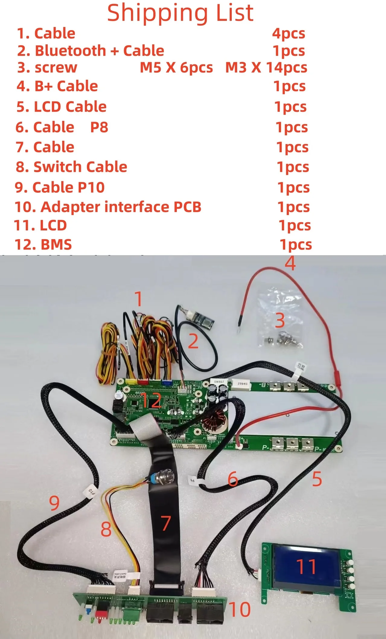 Lifepo4 Lithium-Batterie 8S 16S 24V 48V Smart BMS mit Balancer, Bluetooth, LCD, RS232, RS485, CAN-Kommunikation für Wechselrichter und PC – Detail 1