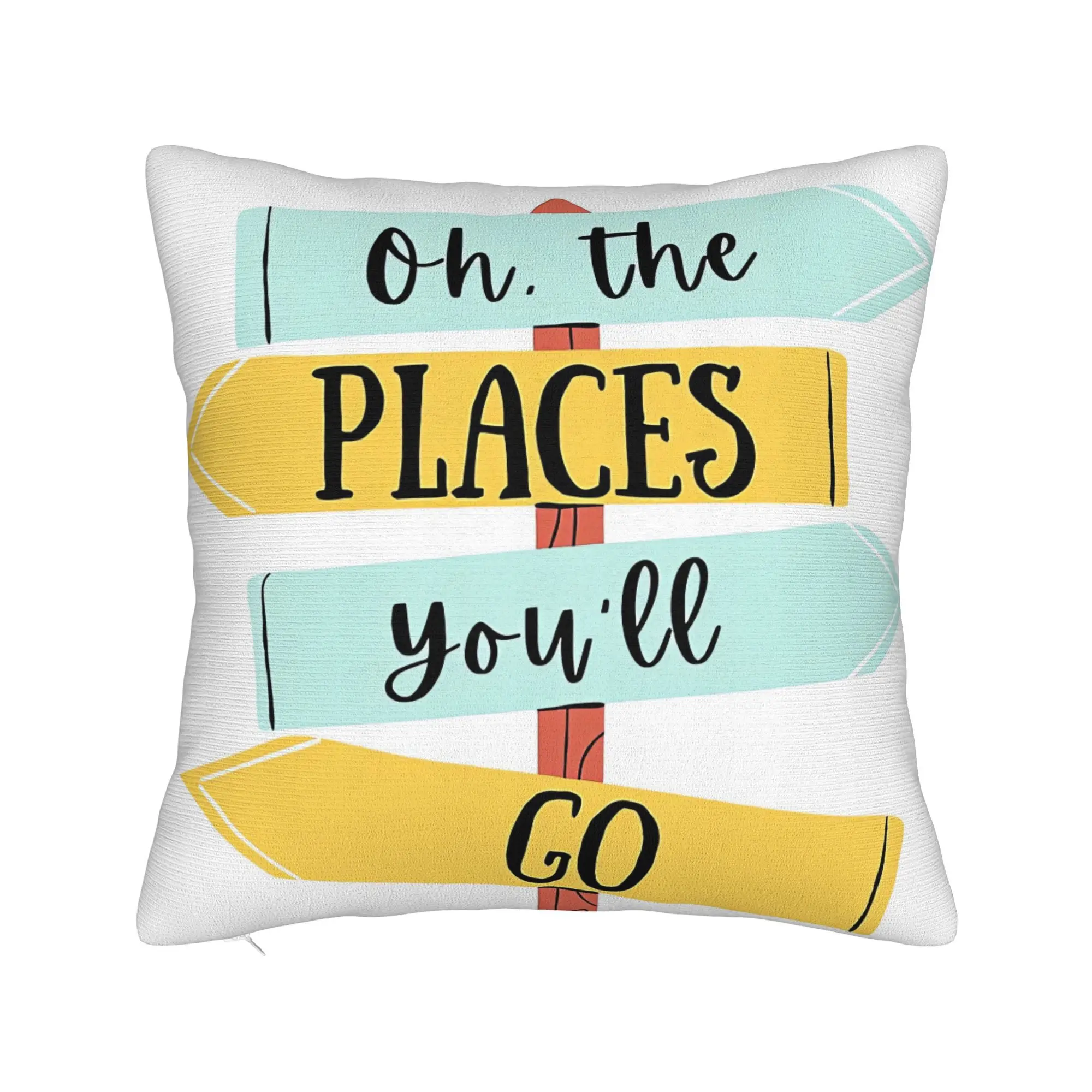 Cushion And Pillow Covers for The Living Room, Featuring a Double-Sided Print Inspired by The Theme 'Oh The Places You'Ll Go' in a New Chinese Style
