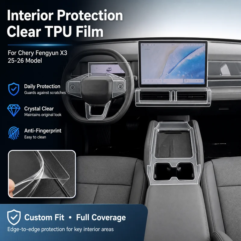 For Chery 25-26 Model Fengyun X3 Center Console Gear Shift Interior Sticker Modification Transparent Paint Protection Film