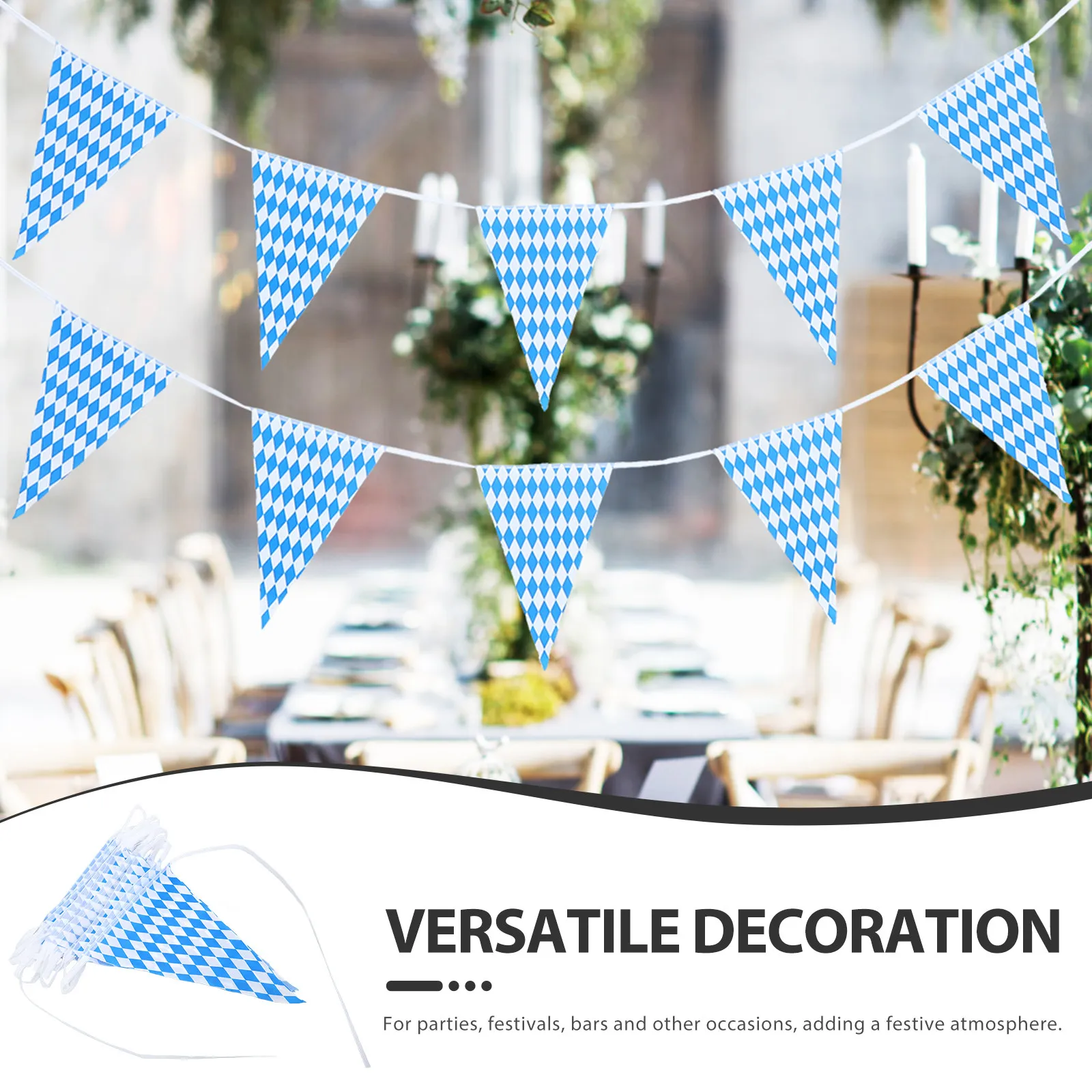 1Set Oktoberfest Bavarian Banner and White Pennant Flag Party Decoration Festival Garden Bar Living Room Fireplace Window
