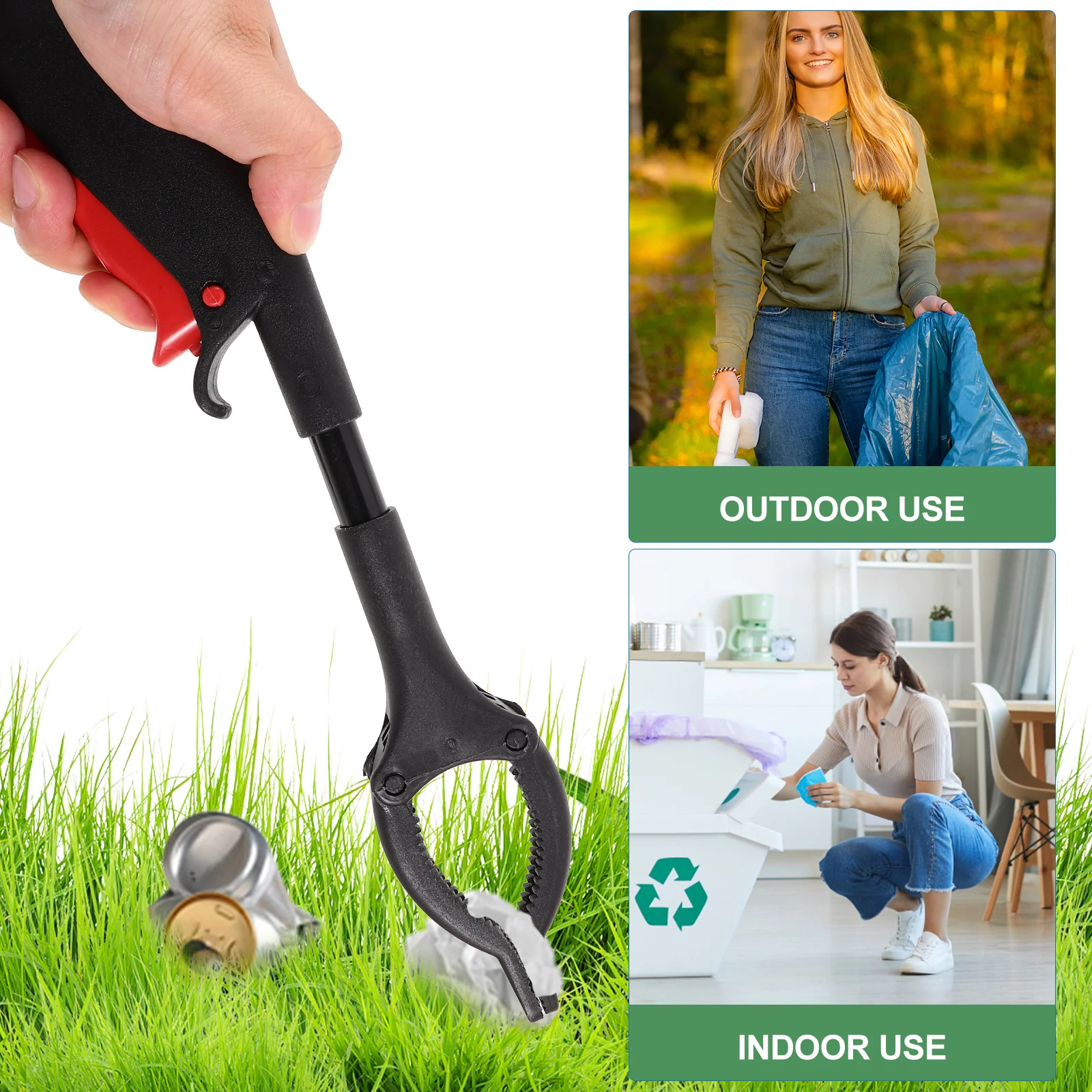 Bending-free Trash Clip Drying Rack Pickup Sticks Garbage Litter Picker Collector Grabber Clips for Elder Portable Reaching Tool