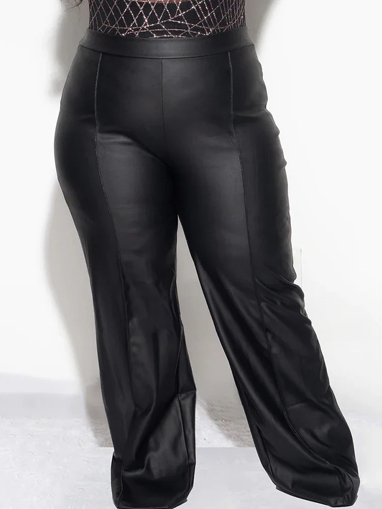 Women Plus Size Matte Leather Pants 8XL High Waist Stretch PU Bodycon Trousers 6XL Ladies Straight Pants 7XL Clubwear Custom New