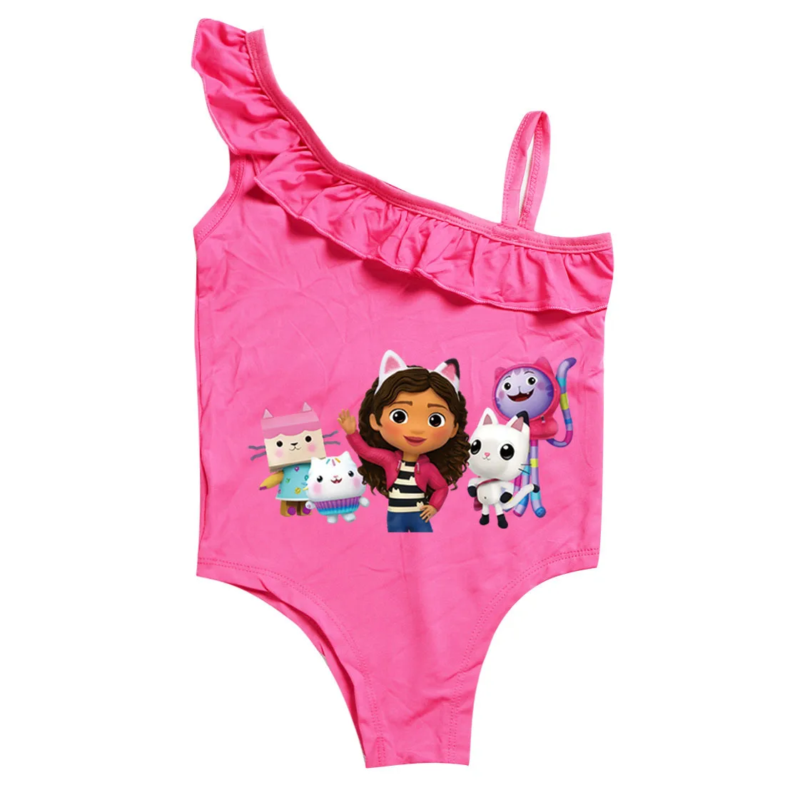 Gabby\'s Dollhouse Swimwear Kids One Piece Swiming Outifts Baby Girls Gabby Cats Swimsuits Children Bathing Suits Bodysuit & Cap