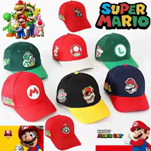 New Game Super Mario Bros Luigi Baseball cap Cosplay Kids Sunhat Canvas Embroidery Peaked Cap Odyssey Bowser Hat Adjustable Prop