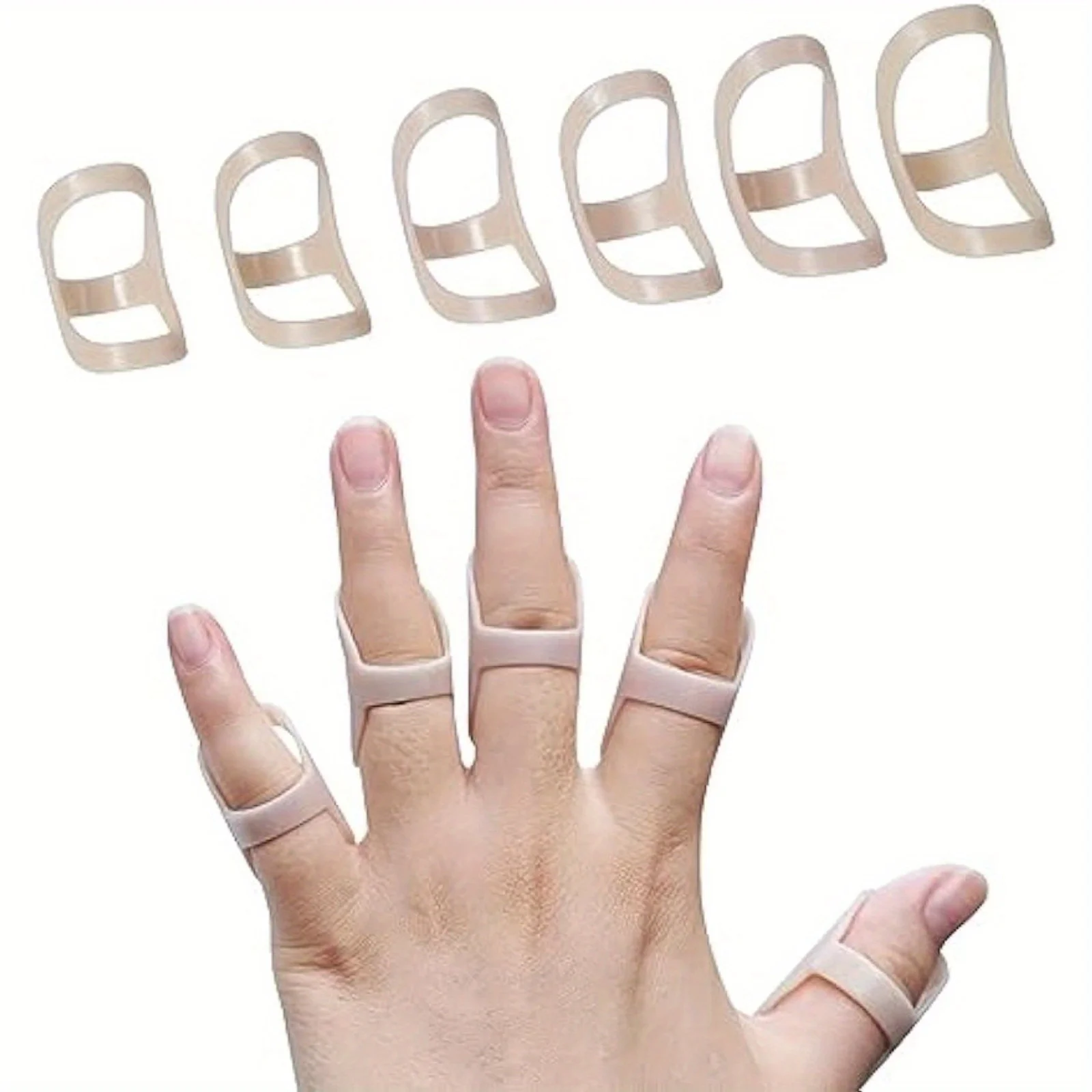 Set of 6 Oval Finger Splints for Trigger, Mallet, Broken Fingers - Waterproof, Hand Wash Only Pull On Finger Support Braces