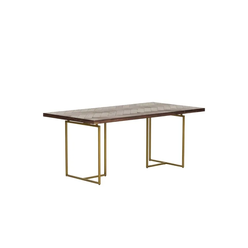 

Nordic rectangular modern simple meal combination dining table light luxury wrought iron solid wood household small apartment