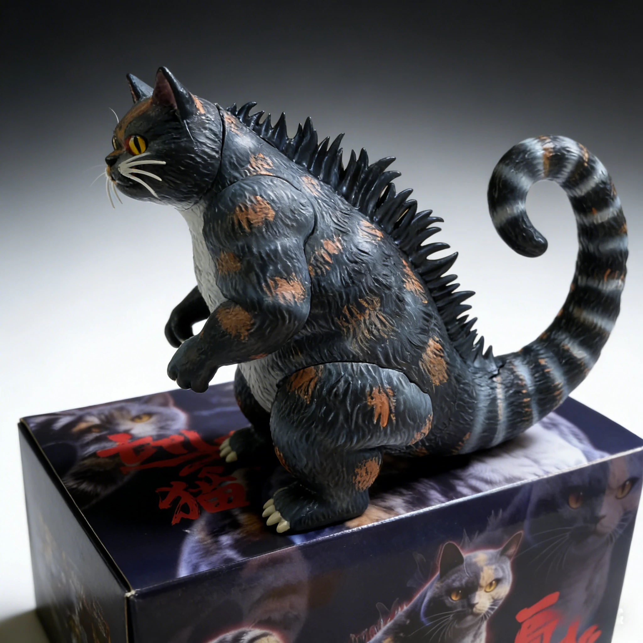 

3D Abstract Animal Cat Cos Godzi-cat Action Figurine Statue Replaceable Eyes PVC 14CM Model Doll Ornament Funny Figure Gifts