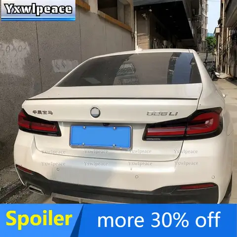 BMW 5 시리즈 G30 G38 스포일러 2018 2019 2020 2021 2022 ABS 광택 블랙 탄소 섬유 룩 뒷 트렁크 립 스포일러 자동차 스타일링