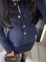 2025 Fashion Loose Knitted Ruffles Cardigan Women Sweater Coat with A-line Mini Skirts 2 Piece Sets Womens Outfits Elegant