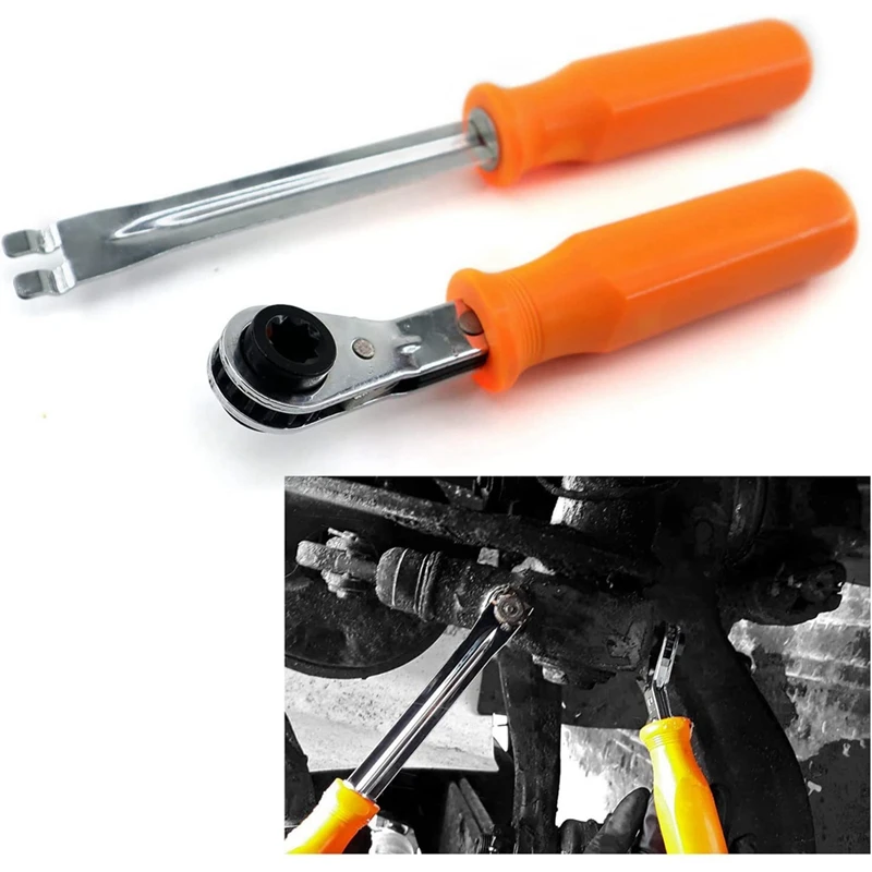 2 Piece Automatic Slack Adjuster Release Tool And Wrench Square Ratcheting Wrench For Air Brake System Adjustments