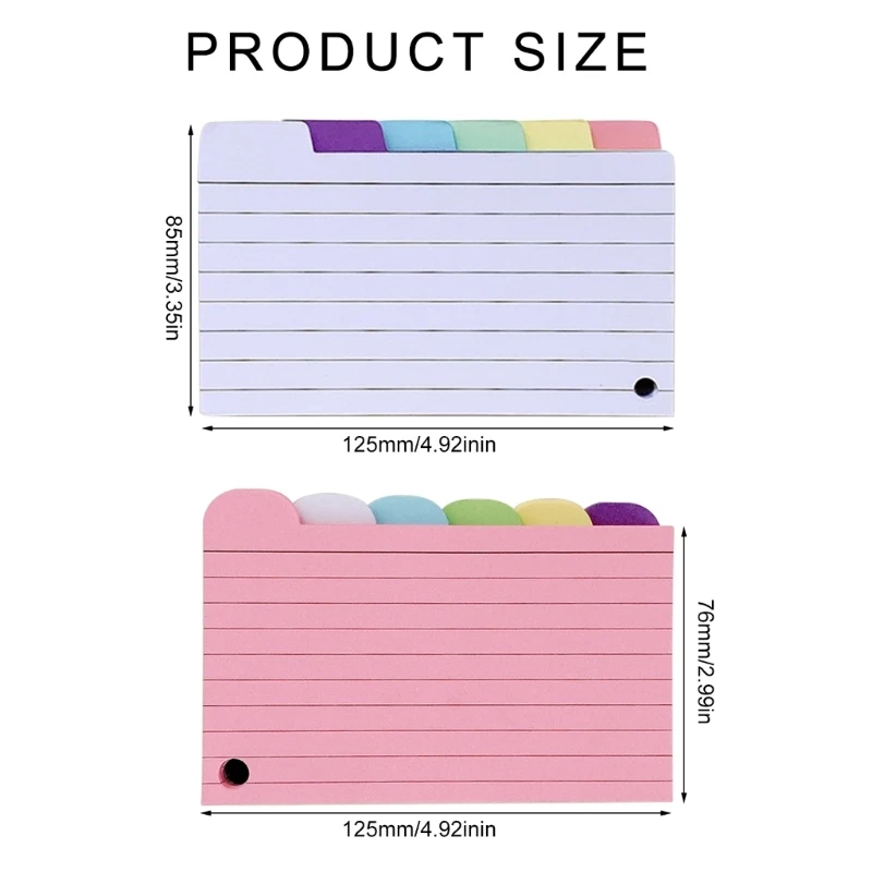 150 แผ่น 3x5 ''เรียงรายบัตรดัชนีสี Study Card, Punched Note Cards ปกครอง Study Card ขนาดเล็ก สำหรับการเรียนรู้