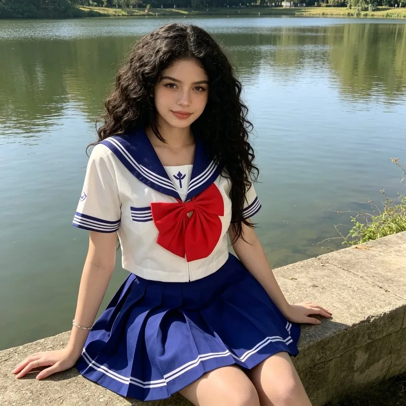 Sailor Suit Set, Japanese College Style Sweet Girl Uniform, Versatile for Spring and Summer, College Style Student Outfit