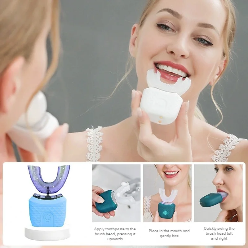 U-shaped electric toothbrush, fully automatic waterproof oral cleaning, washable throughout the body, oral ultrasonic cleaning