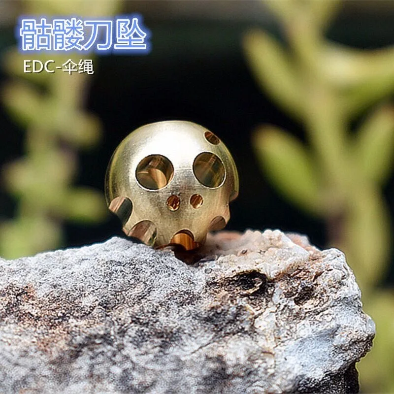 1PC EDC Brass skull Paracord Knife Beads Bucktooth Skull beads Keychain Pendant DIY Accessories