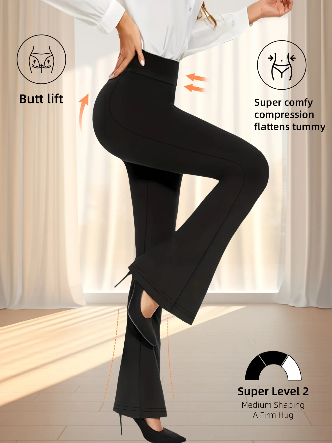 กางเกงกระดิ่งสีทึบสําหรับสาวทันสมัย กางเกงลําลอง ใส่สบาย เหมาะสําหรับงานปาร์ตี้ กางเกงกระดิ่งเอวสูง