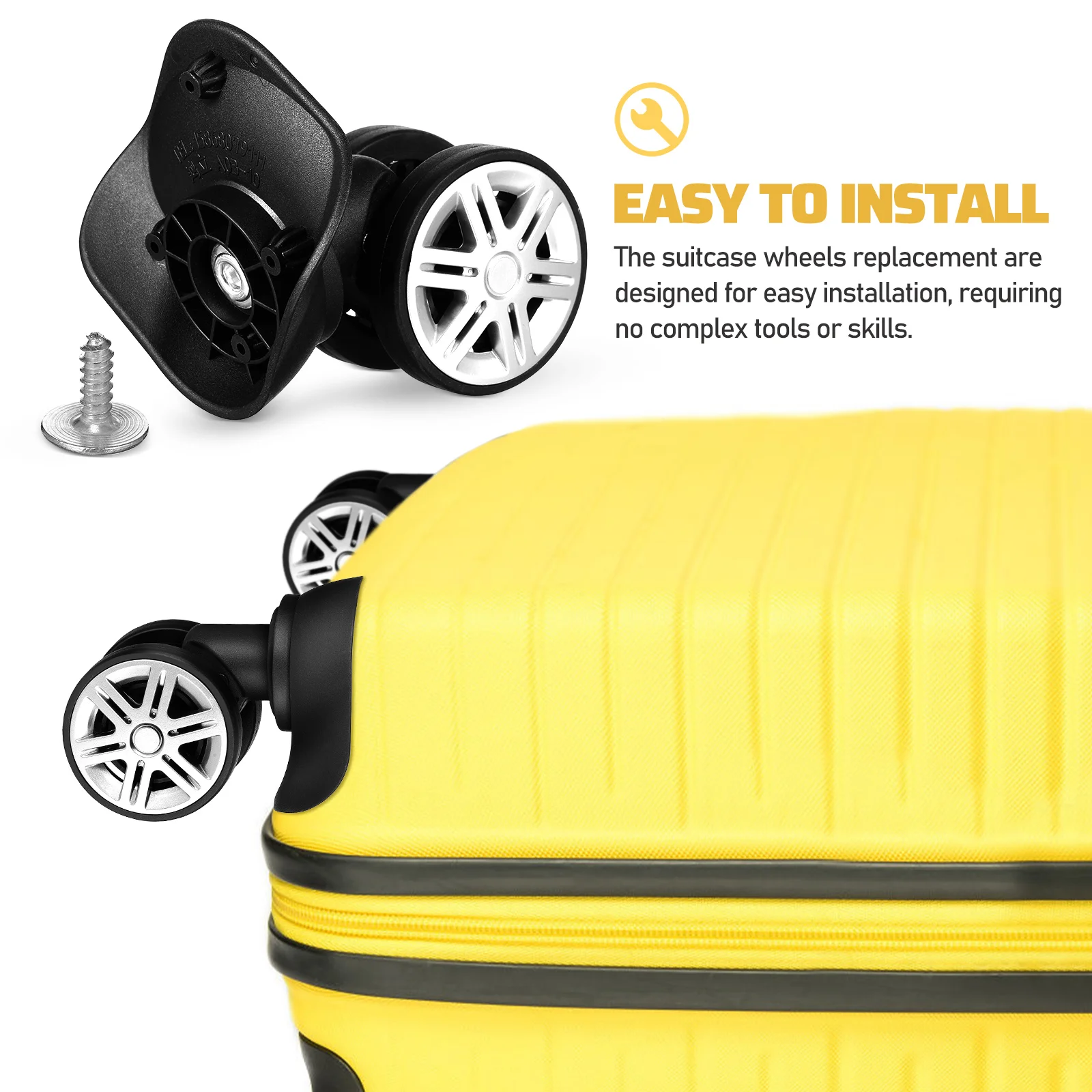 

4 pcs Luggage Replacement Universal Heavy Duty Suitcase Casters Strong Abs Material Easy Installation Double Row Swivel Wide