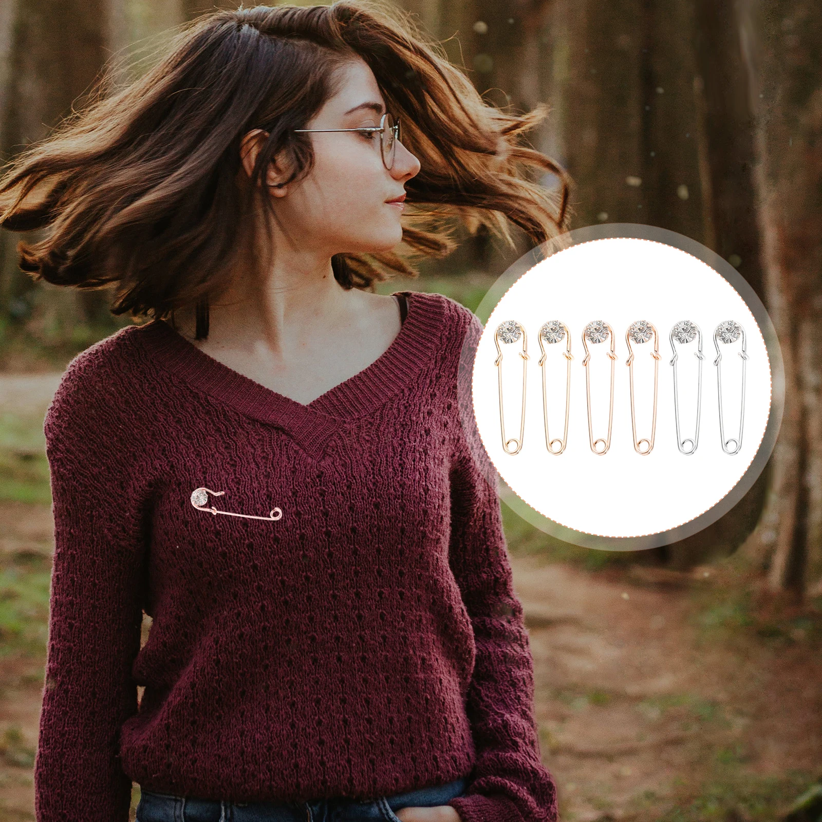 

6 Pcs Rhinestone Brooch Fashion Woman Jewelry Accessories Delicate Pin Set for Dresses Bride Parties Proms Gifts Celebrations