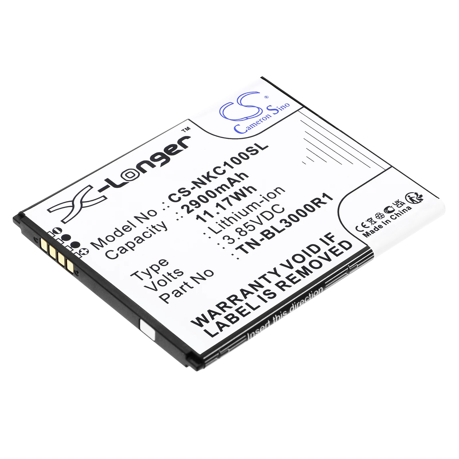 

Cameron Sino Battery for Nokia TN-BL3000R1 N152DL TA-1520 C100 C100 2022 2900mAh / 11.17Wh