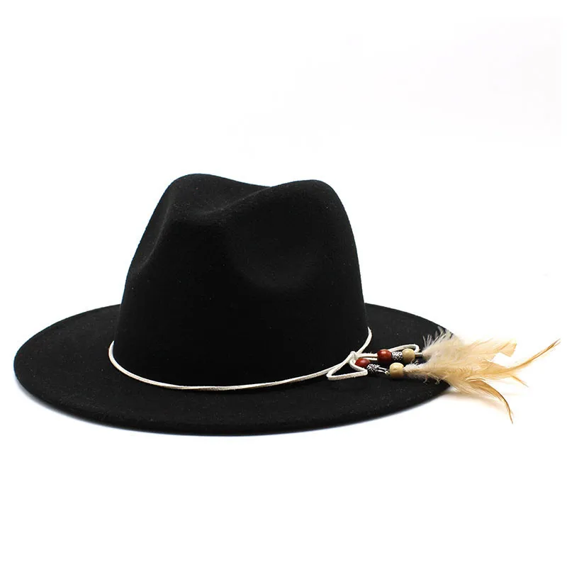 Sombrero de copa de Jazz recto para hombres y mujeres, sombrero de ala ancha, sombreros de fieltro de lana de imitación, estilo coreano cruzado, Otoño e Invierno