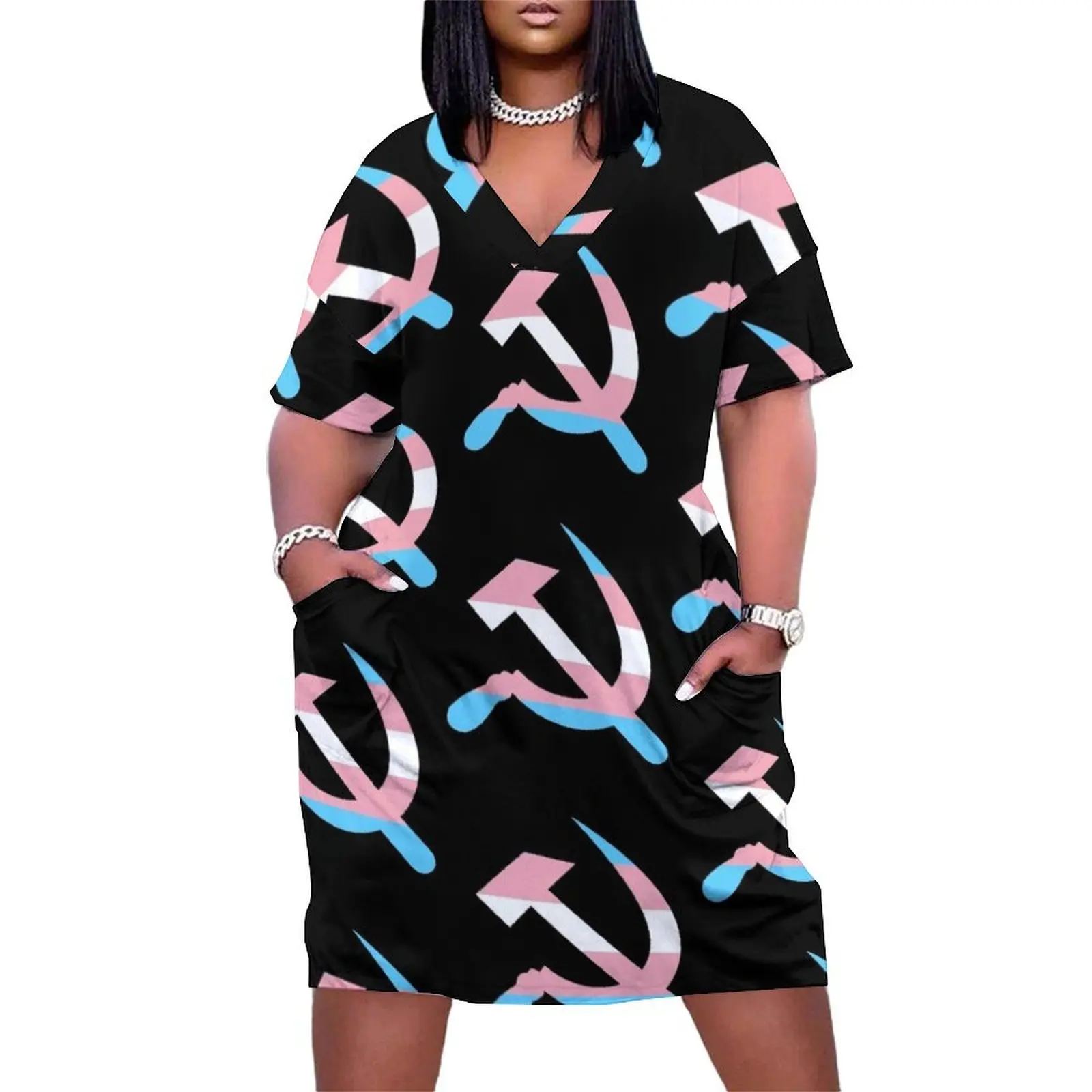 

Trans Pride Hammer and Sickle Loose Pocket Dress party dresses woman Women"s summer skirt woman dress