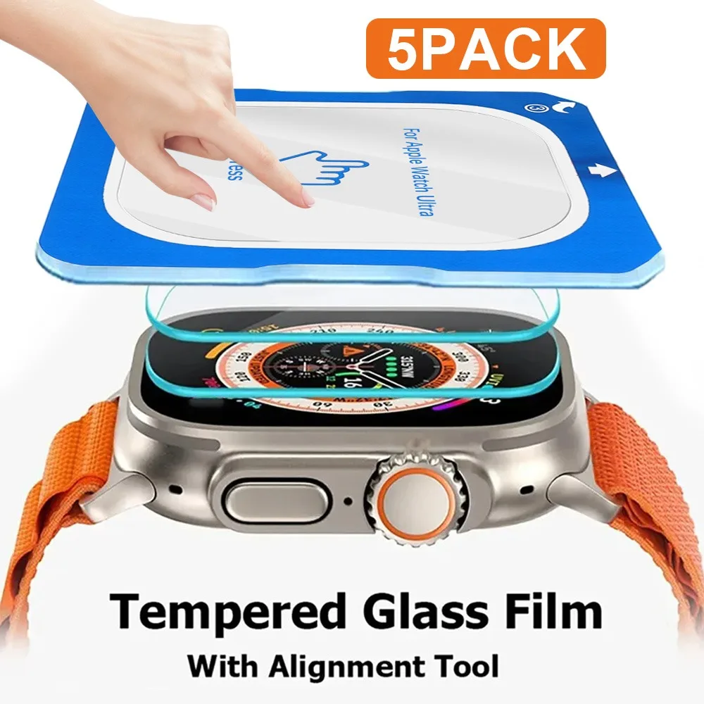 

1-5 шт. пленка из закаленного стекла для Apple Watch Ultra 3 2 1 49 мм с защитной пленкой для экрана инструмента выравнивания для iWatch Ultra, простая установка