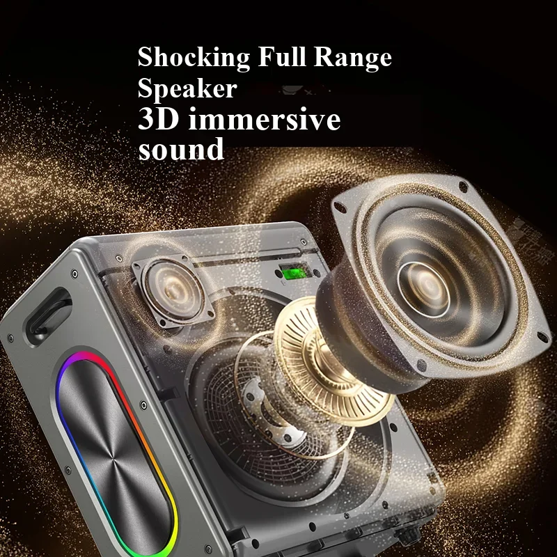 Мощный караоке-артефакт SANSUI T118 мощностью 60 Вт с сабвуфером с двойным микрофоном для длительной выносливости и беспокойства пения