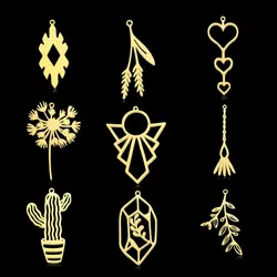 10pcs/lot Stainless Steel Geometric Minimalist DIY Earring Pendant Charms Wholesale Dandelion Necklace Making Leaf Endless Knot