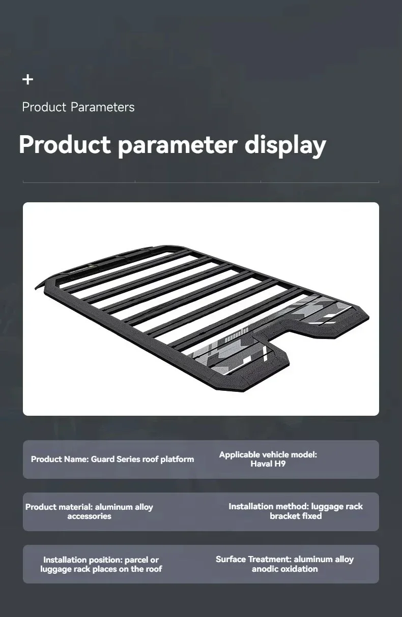 24-25 for Haval H9 Defender Model Roof Luggage Rack Frame Extended Wind-resistant Platform