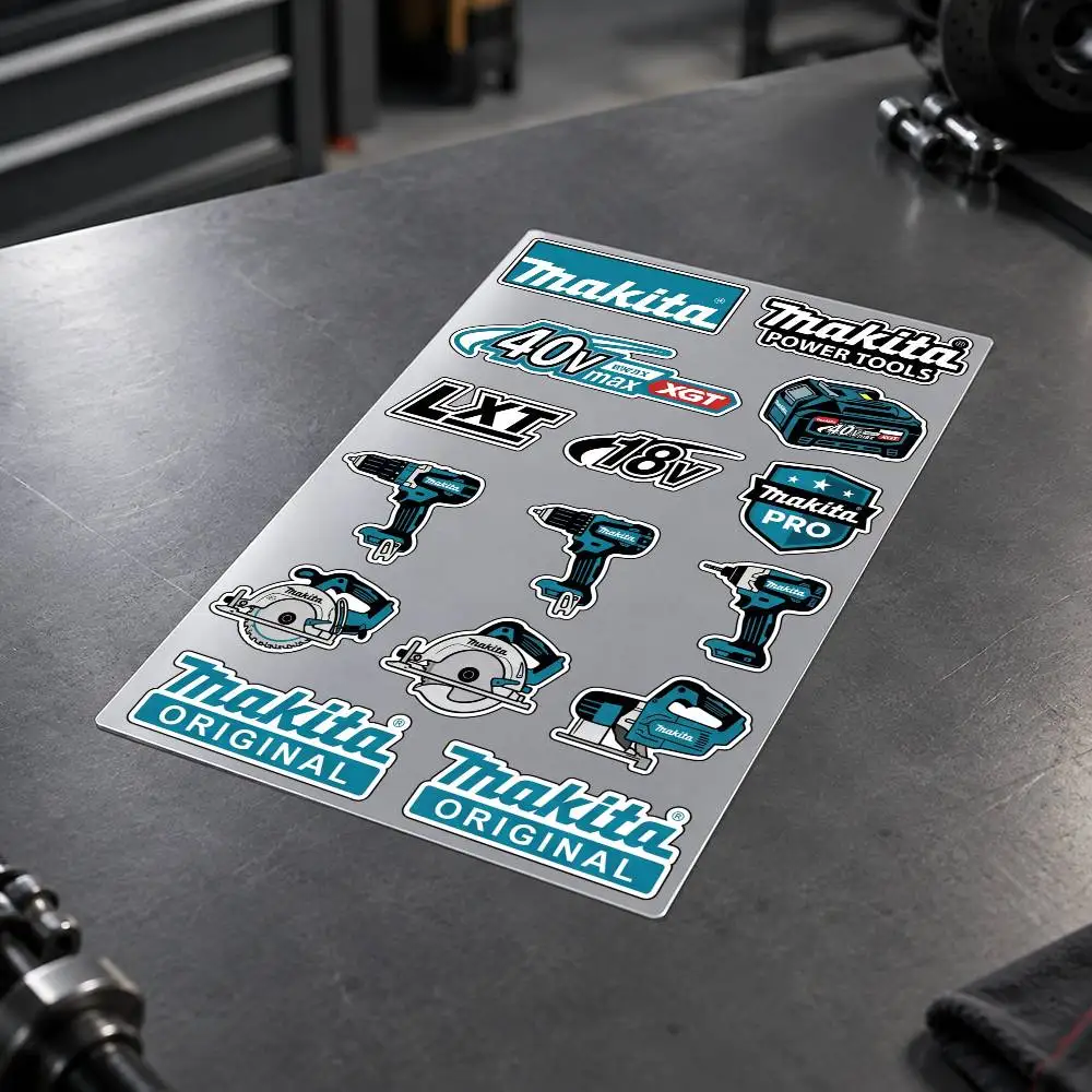 M-MAKITA Custom Motorcycle Sticker Kit Reflective Decal Set For Helmet Tank Fairing Body Graphics