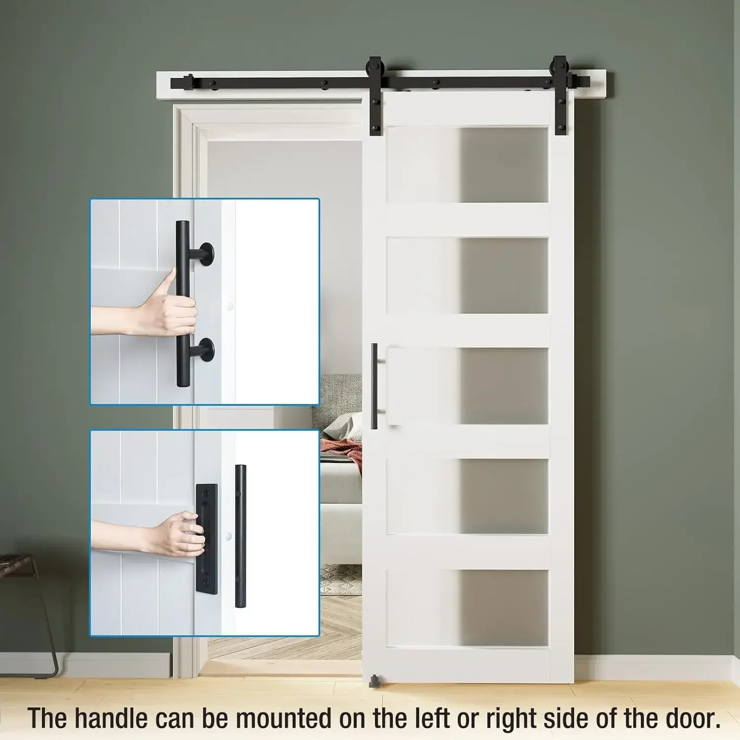 

30in x 84in 5-Panel Sliding Glass Barn Door with 5ft Hardware Kit Included, Easy Assembly with Pre-Drilled Holes, Waterproof, Fr