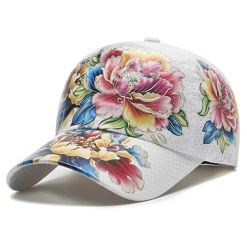 

Men's and women's flower sun hat with Chinese floral print, outdoor hat, summer quick-dry baseball cap