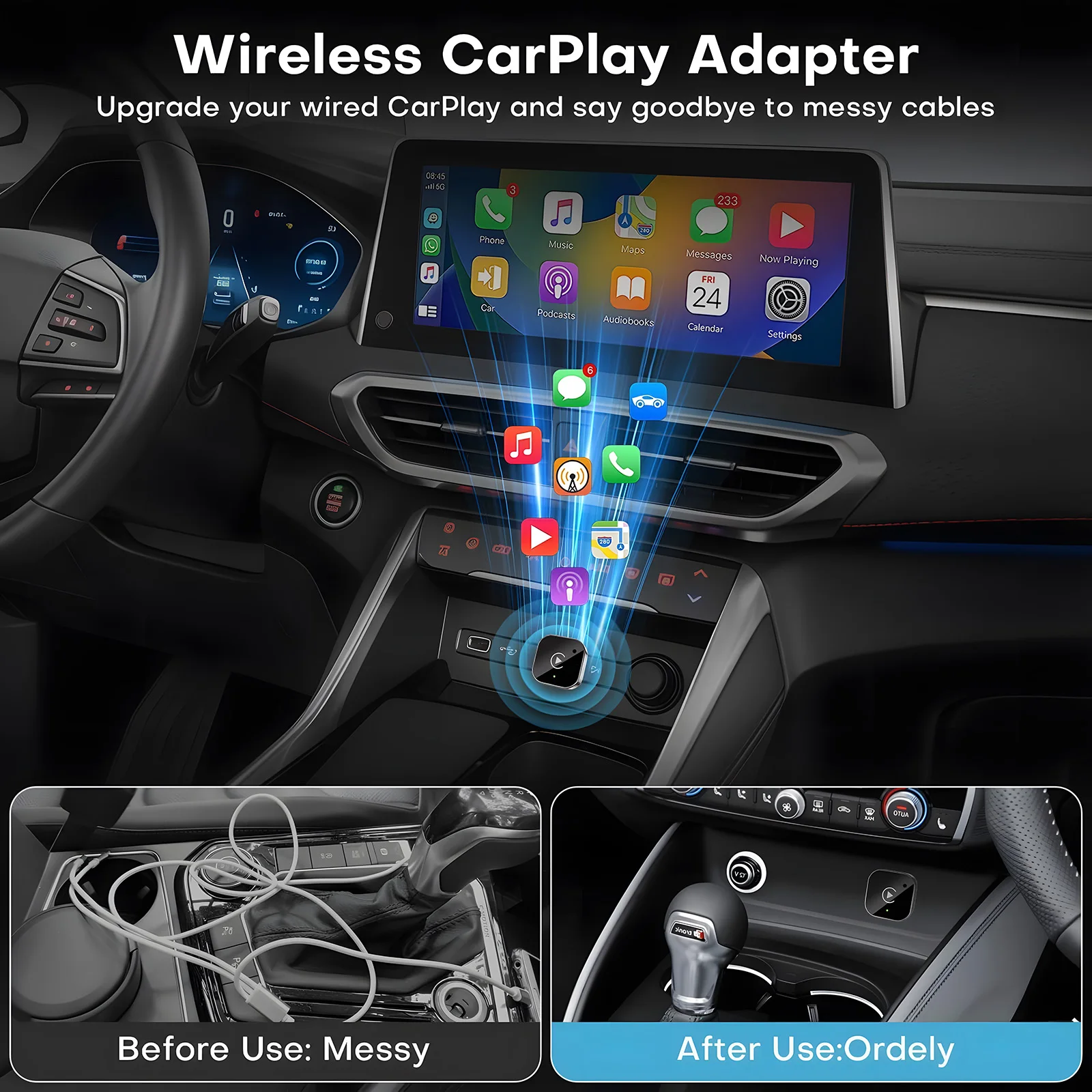 2026 Latest Wireless CarPlay Apapter  CarPlay & Android Auto,Type-C Port,Converts Wired to Wireless,Plug & Play image 6