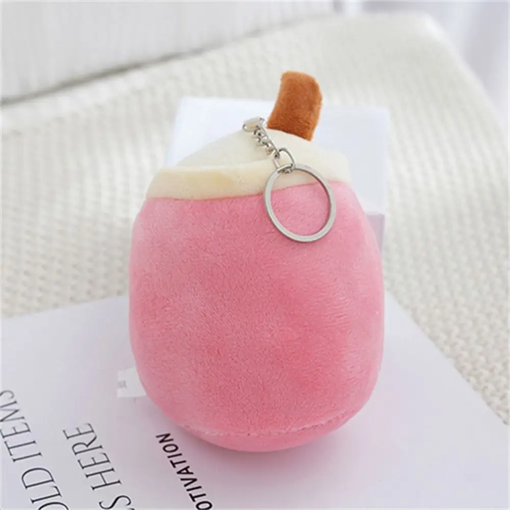 Plush Doll Bubble Tea Keychain Stuffed Boba Fruit Tea Milk Tea Keyring Kawaii Soft Boba Doll Plush Toys Backpack Decoration