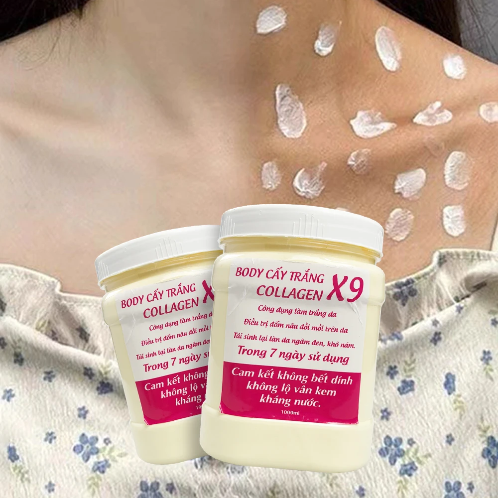900g Hộp Kem Body Cấy Trắng Collagen X9 Trắng Bật Tone, Không Lộ Vân, Không Bết Rít, Dụng Cụ Chăm Sóc Cơ Thể Không Thể Thi