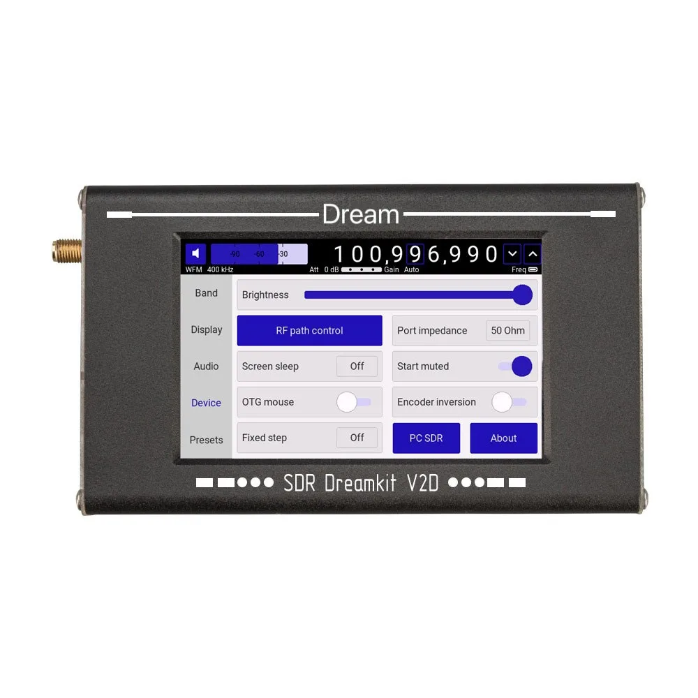 جهاز استقبال راديو محمول لجميع الموجات HAMGEEK SDR Dreamkit V2D جهاز استقبال محمول مع مكبر صوت مدمج 100 كيلو هرتز-2800 ميجا هرتز يدعم الكمبيوتر