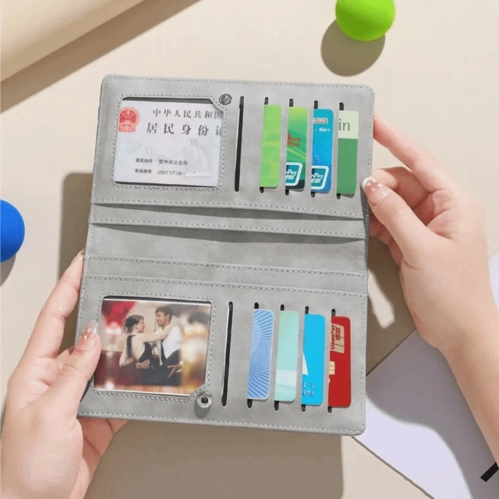 

Portable PU Leather Women's Wallet Multi-Cards Slot 2 Folds Credit Cards Holder Large Capacity Korean Style Card Bag Student